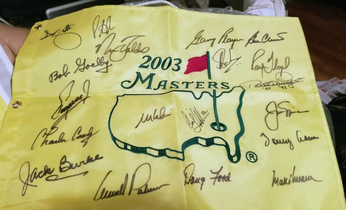 2003 Masters Flag Signed By 19 Champions Palmer, Nicklaus And Player