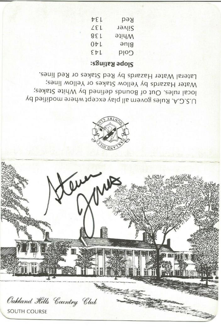 Steve Jones Signed Oakland Hills CC Scorecard - JSA Sticker of Authenticity