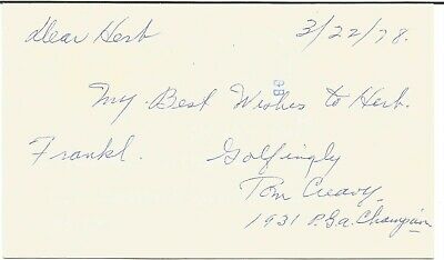 Tom Creavy 1931 PGA Champion signed Postcard JSA Full LOA  D1804