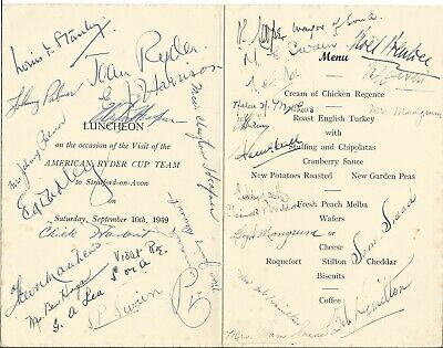1949 Ryder Cup Signed Menu JSA Full LOA Demaret Snead Mangrum C291