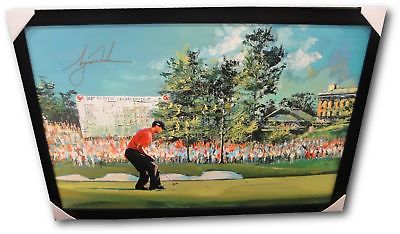 Tiger Woods Hand Signed Autographed Custom Framed Canvas Print 07/25 UDA
