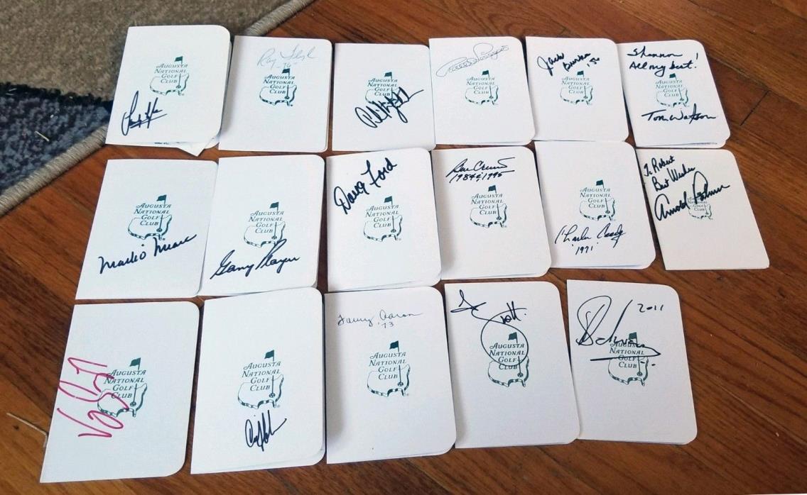 17 DIFFERENT MASTERS CHAMPIONS SIGNED AUGUSTA NATIONAL SCORECARDS