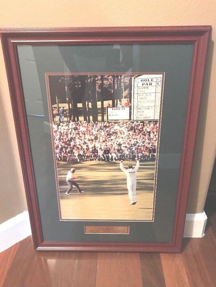 Jack Nicklaus Genuine Photo - 1986 Masters 15th Hole Eagle Putt Framed Matted