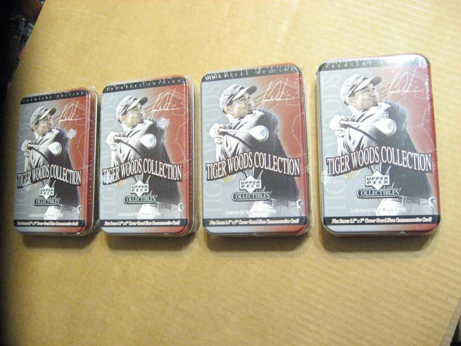 4 Upper Deck - Tiger Woods Collection -Tin Sets of 26 Trading Cards MINT sealed