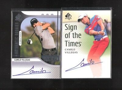 Camilo Villegas 2 Card Lot 2012 Rookie Auto + Sign of the Times Auto !!!!!!!!