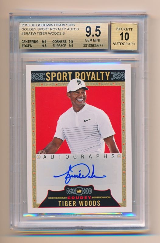 Tiger Woods 2018 UD Goodwin Champions Goudey Sport Royalty Auto BGS 9.5 10 Rare