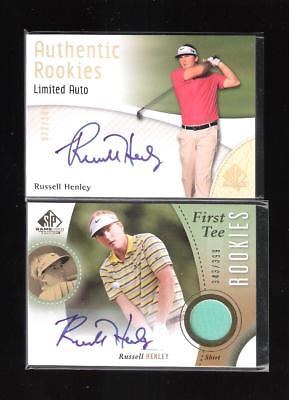 Russell Henley Authentic Rookies Limited Auto #032/100+First Tee Auto/Shirt #399