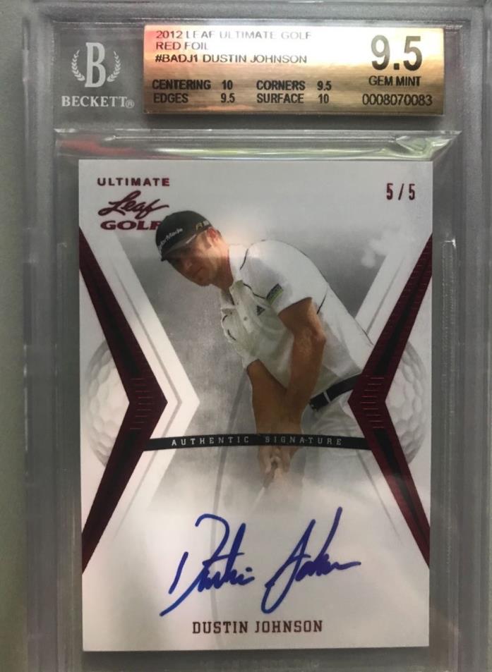 2012 LEAF ULTIMATE GOLD DUSTIN JOHNSON 5/5 BGS 9.5/10 AUTOGRAPH PGA