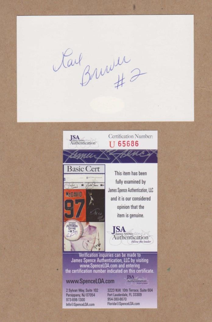 Carl Brewer signed 3x5 index card-Toronto, Detroit, St. Louis (Dec) JSA