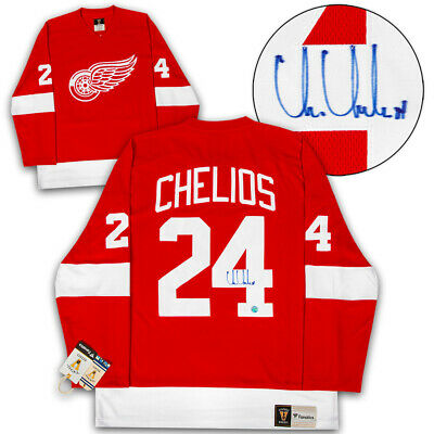 Chris Chelios Detroit Red Wings Autographed Fanatics Vintage Hockey Jersey