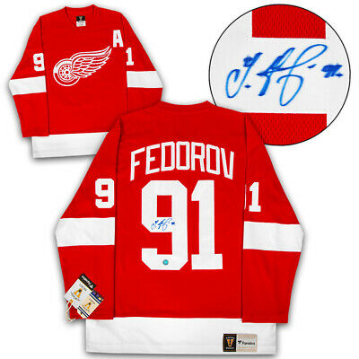 Sergei Fedorov Detroit Red Wings Autographed Fanatics Vintage Hockey Jersey