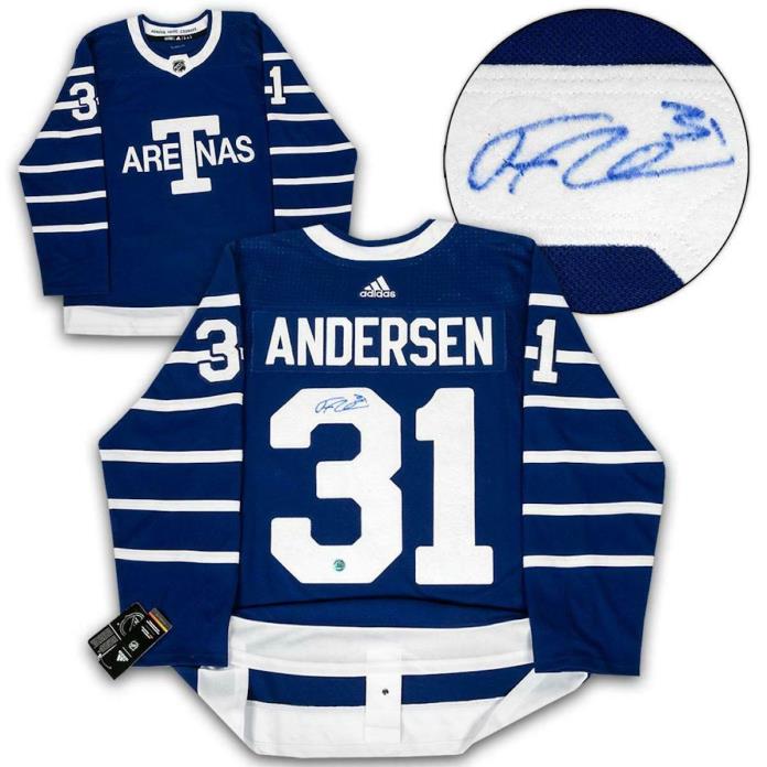 Frederik Andersen Toronto Arenas Signed Leafs Next Century Game Adidas Jersey