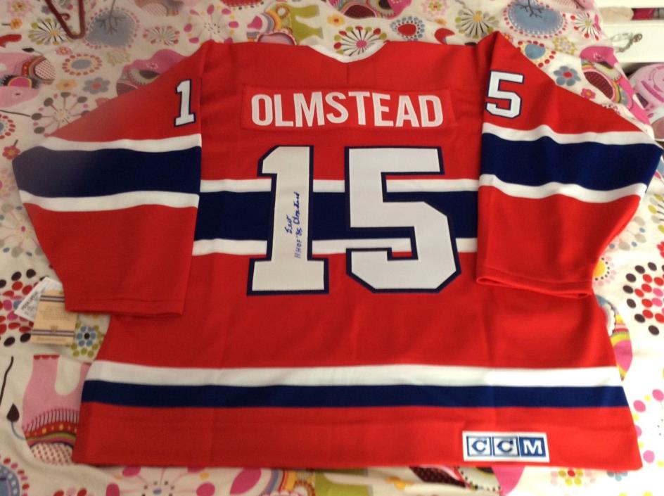 Montreal Canadiens Bert Olmstead  signed vintage jersey ccm
