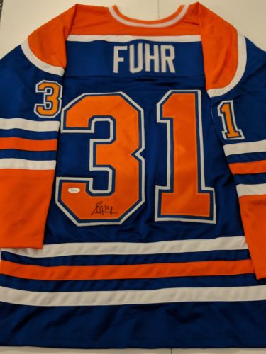 Grant Fuhr Signed Jersey Autographed Custom Jersey Edmonton Oilers JSA COA