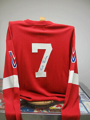 TED LINDSAY DETROIT RED WINGS AUTOGRAPHED VINTAGE 1946 HERITAGE CLASSIC SWEATER