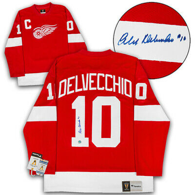 Alex Delvecchio Detroit Red Wings Autographed Fanatics Vintage Hockey Jersey