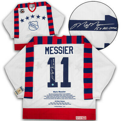 Mark Messier 1992 NHL All Star Game Signed with 15 All Star Note Retro CCM Histo