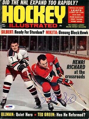 Henri Richard Autographed Hockey Illustrated Magazine Cover Canadiens PSA U93586