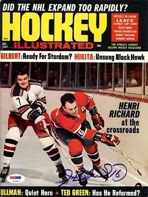 Henri Richard Autographed Hockey Illustrated Magazine Cover Canadiens PSA U93587