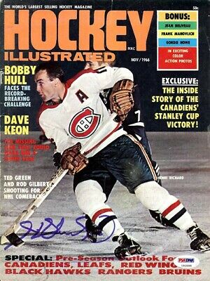 Henri Richard Autographed Hockey Illustrated Magazine Cover Canadiens PSA U93588