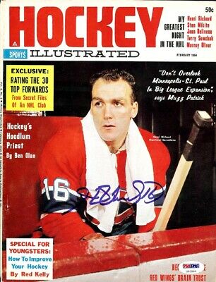 Henri Richard Autographed Hockey Illustrated Magazine Cover Canadiens PSA U93589