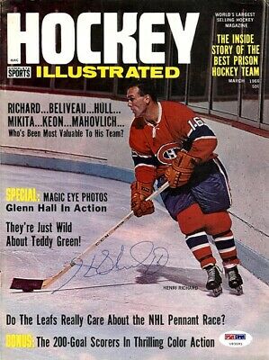Henri Richard Autographed Hockey Illustrated Magazine Cover Canadiens PSA U93591