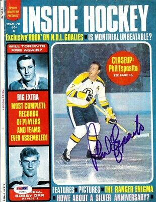 Phil Esposito Autographed Signed Inside Hockey Magazine Cover Bruins PSA U93801