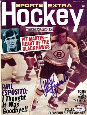 Phil Esposito Autographed Sports Extra Hockey Magazine Cover Bruins PSA U93804
