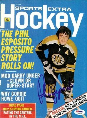 Phil Esposito Autographed Sports Extra Hockey Magazine Cover Bruins PSA U93809