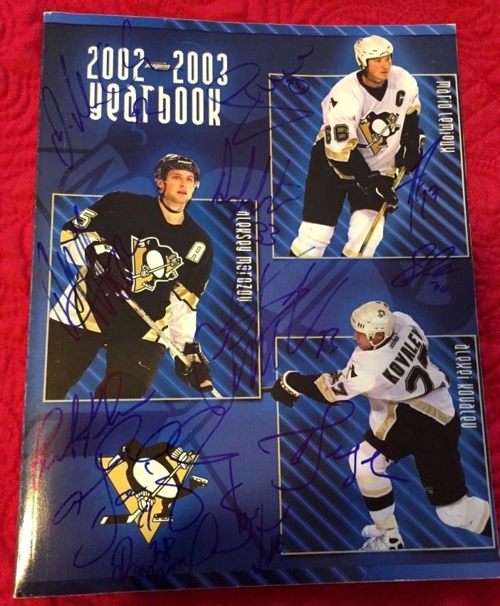 ALEXI KOVALEV SIGNED X12 PITTSBURGH PENGUINS 2002 YEARBOOK,Kehoe,Hedberg,Rosival