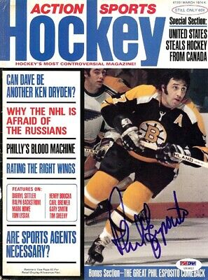Phil Esposito Autographed Signed Hockey Magazine Cover Boston Bruins PSA U93812