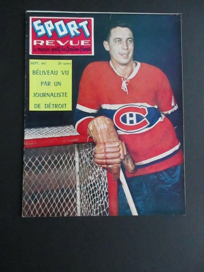 Vintage September 1960 Sport Revue Hockey -  Jean Beliveau on Cover - Canadiens