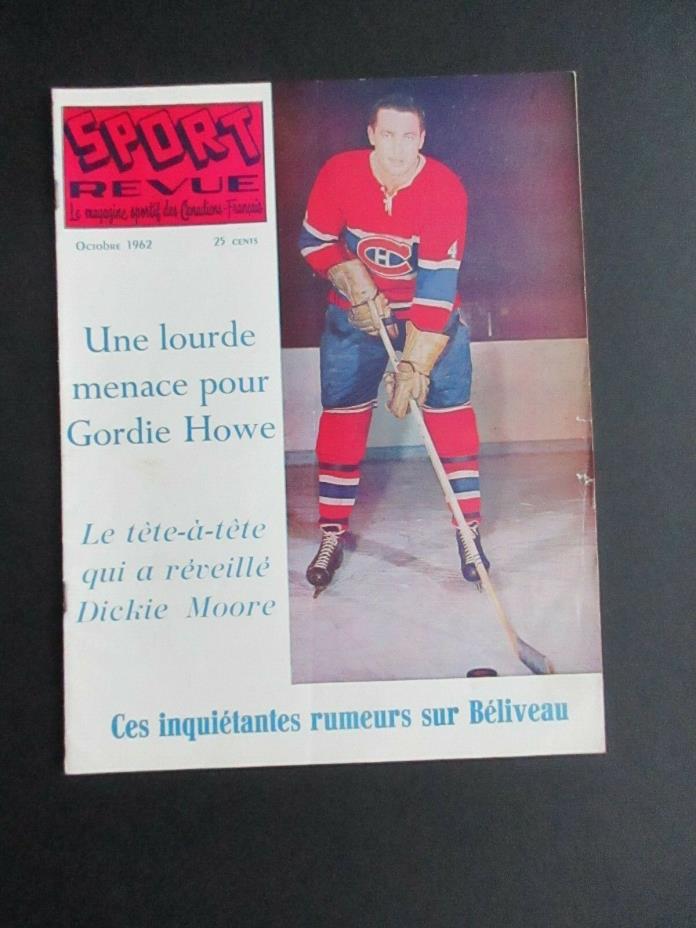 Vintage October 1962  Sport Revue Hockey -  Jean Beliveau on Cover - Canadiens