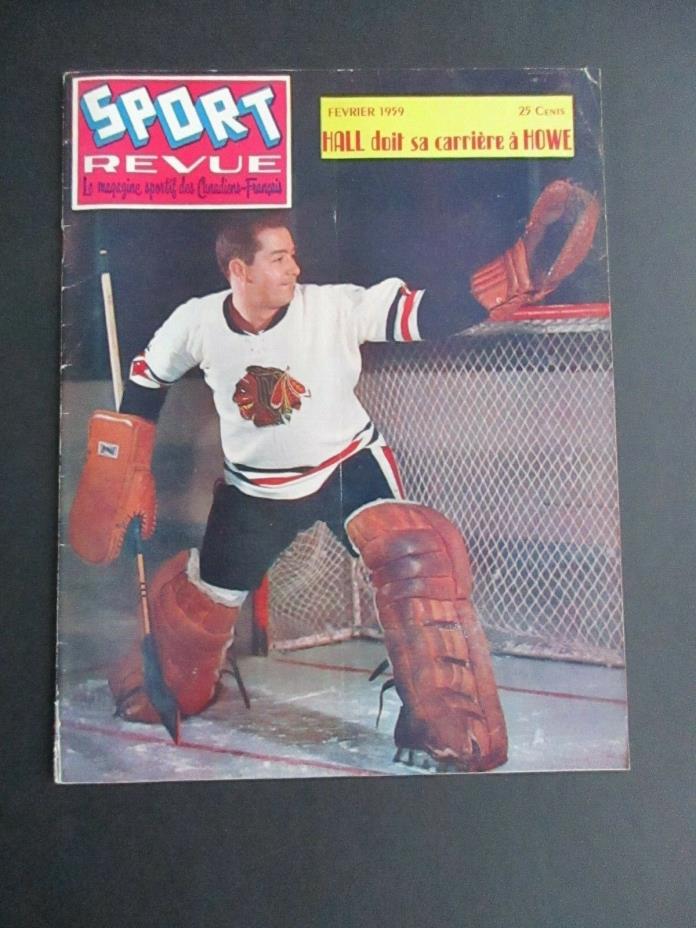 Vintage February 1959 Sport Revue Hockey - Glen Hall on Cover - Blackhawks