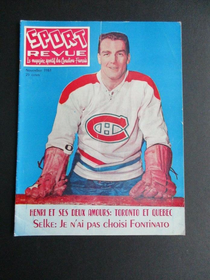 Vintage November 1961 Sport Revue Hockey -  Henri Richard  on Cover - Canadiens