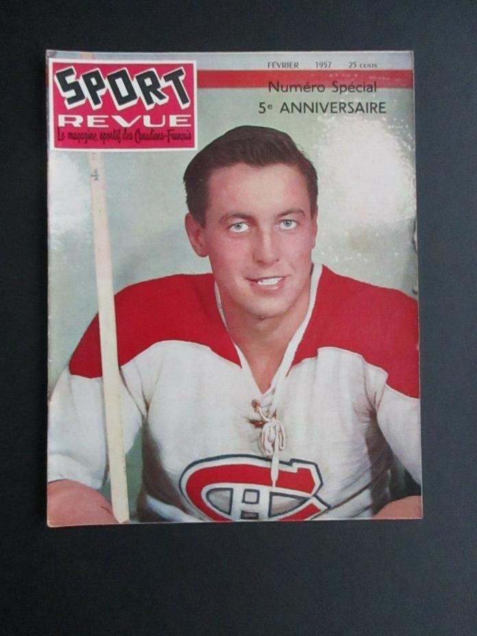 Vintage February 1957 Sport Revue Hockey -  Jean Beliveau on Cover - Canadiens