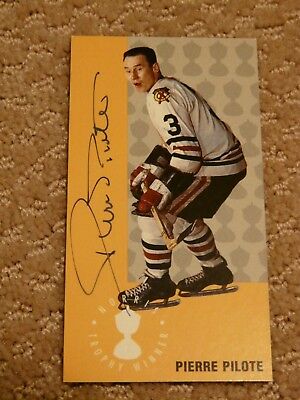 Pierre Pilote autographed Card Chicago Black Hawks Tallboy #3