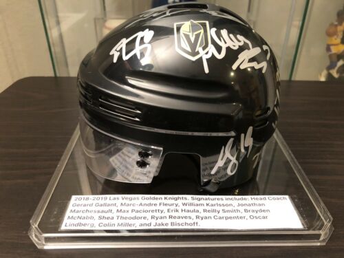2018-19 Las Vegas Golden Knights Hand Signed Mini Helmet 14 Members COA