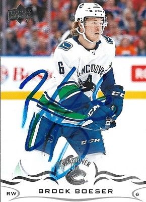 BROCK BOESER *SIGNED* VANCOUVER CANUCKS 2018-19 UPPER DECK CARD NEW! HOT!