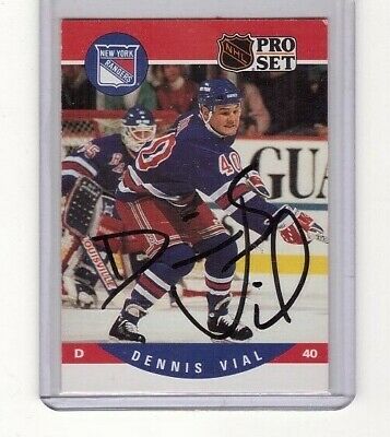 DENNIS VIAL SIGNED 1990-91 NHL PROSET ROOKIE CARD #628 RARE AUTOGRAPH AUTO RC