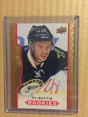 Ty RATTIE Signed ROOKIE UD 2014-15 Masterpieces #30/30 UDA RED AUTO OILERS SP