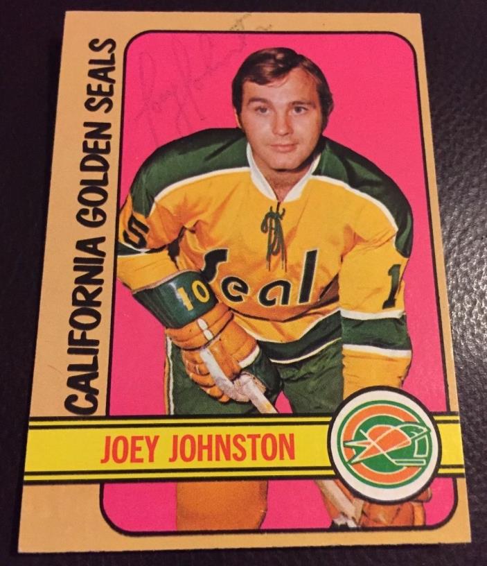 1972 JOEY JOHNSTON SIGNED HOCKEY CARD,California Golden Seals,ALL STAR 1973-75