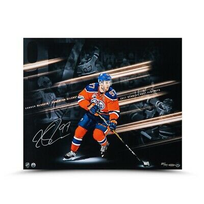 Connor McDavid Autographed 20X24 Photo 2017 Play-off Collage Oilers #/97 UDA