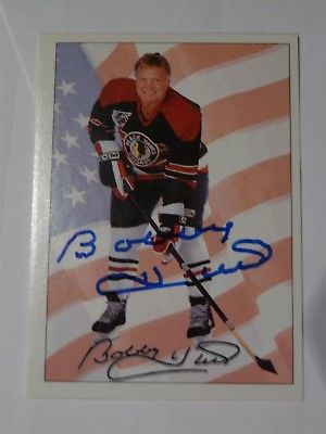 Bobby Hull Chicago Black Hawks Hockey HOF autographed card #4
