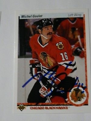 Michel Goulet Chicago Black Hawks Hockey HOF autographed card #2