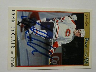 John LeClair Montreal Canadiens autographed card