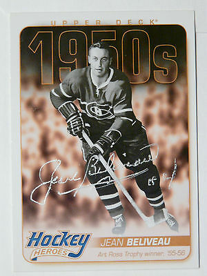Jean Beliveau Montreal Canadiens autographed Art Ross card COA