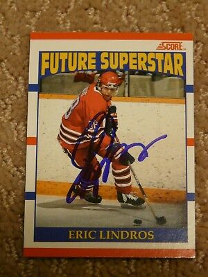 Eric Lindros Philadelphia Flyers autographed Score Rookie RC card