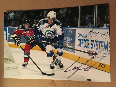 Colby Cave SIGNED 4x6 photo SWIFT CURRENT BRONCOS / BOSTON BRUINS