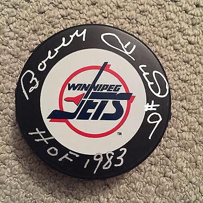 BOBBY HULL SIGNED W/ HOF WINNIPEG JETS PUCK COA SCHARTZ SPORTS AUTHENTIC